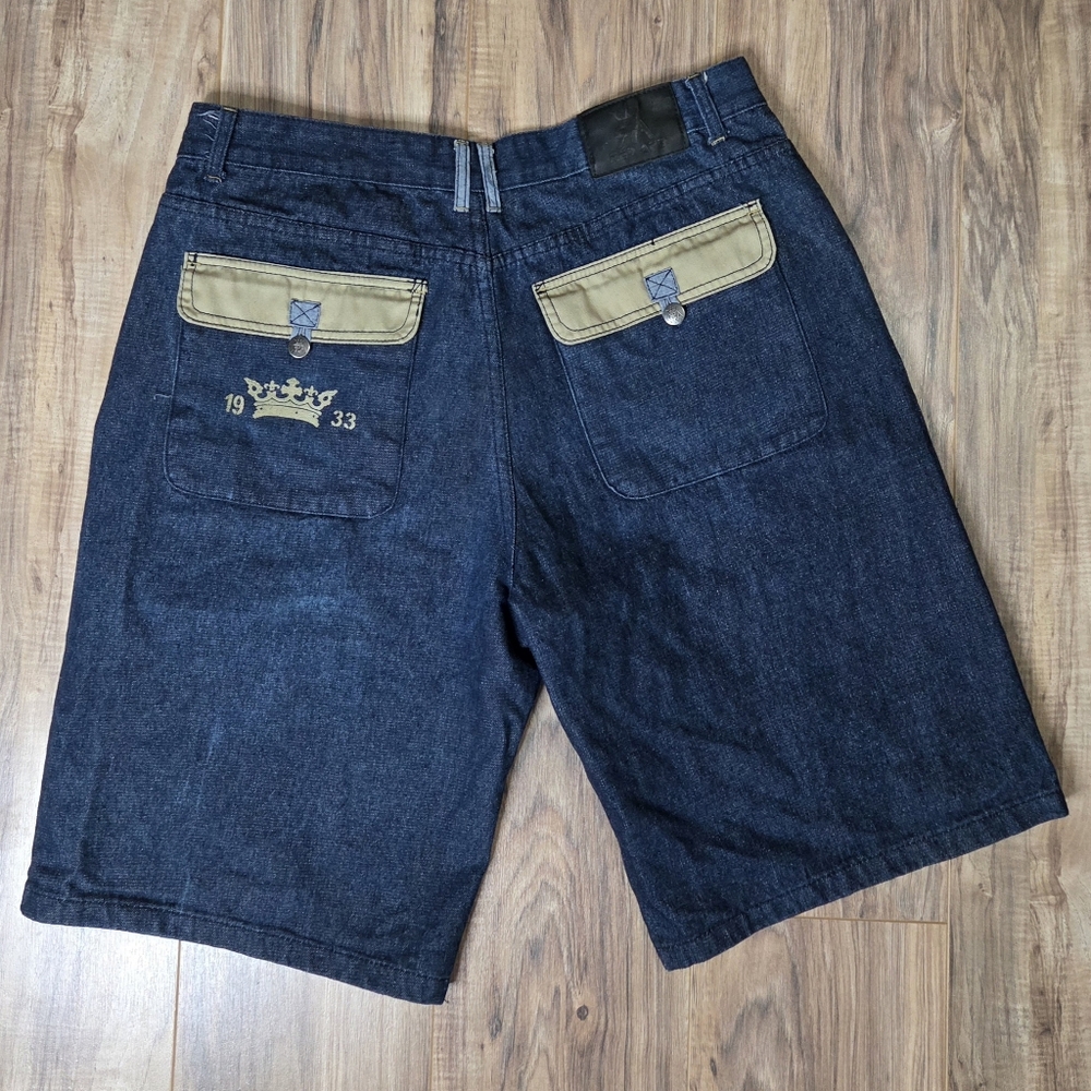 Y2K Red Ape Baggy Denim Shorts Men's 38 Streetwear Skater Hip Hop
